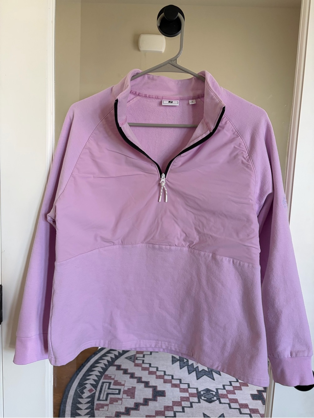 FootJoy Lilac Half-Zip Pullover with Black Trim